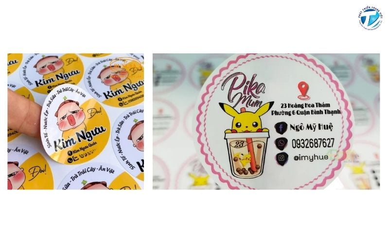 Tem dán ly nhựa phong cách trẻ trung, năng động